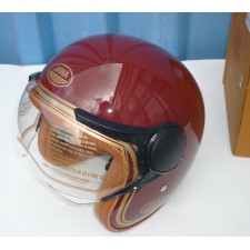 MOTORCYCLE HELMET HALF FACE WITH PLEXI JAWA ORIGINAL - (RED/GOLD LETTERS)